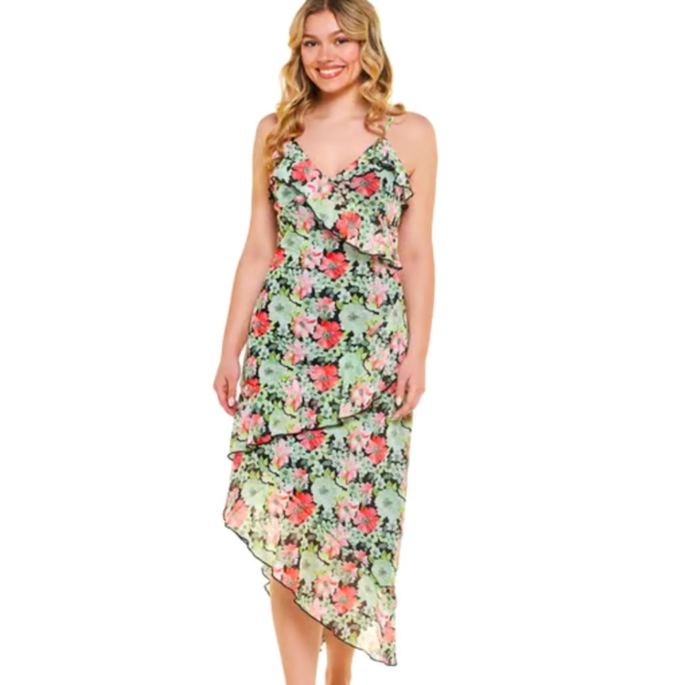 NWT Juniors No Comment Crista Asymmetrical Mesh Midi-Slip Dress size medium
